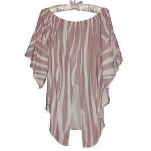 Off to he Shoulder Pink and White Stripped Blouse